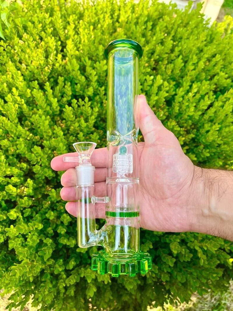 9.06 Green Glass Bong Water Pipe Smoking Hookah - Glass Bong